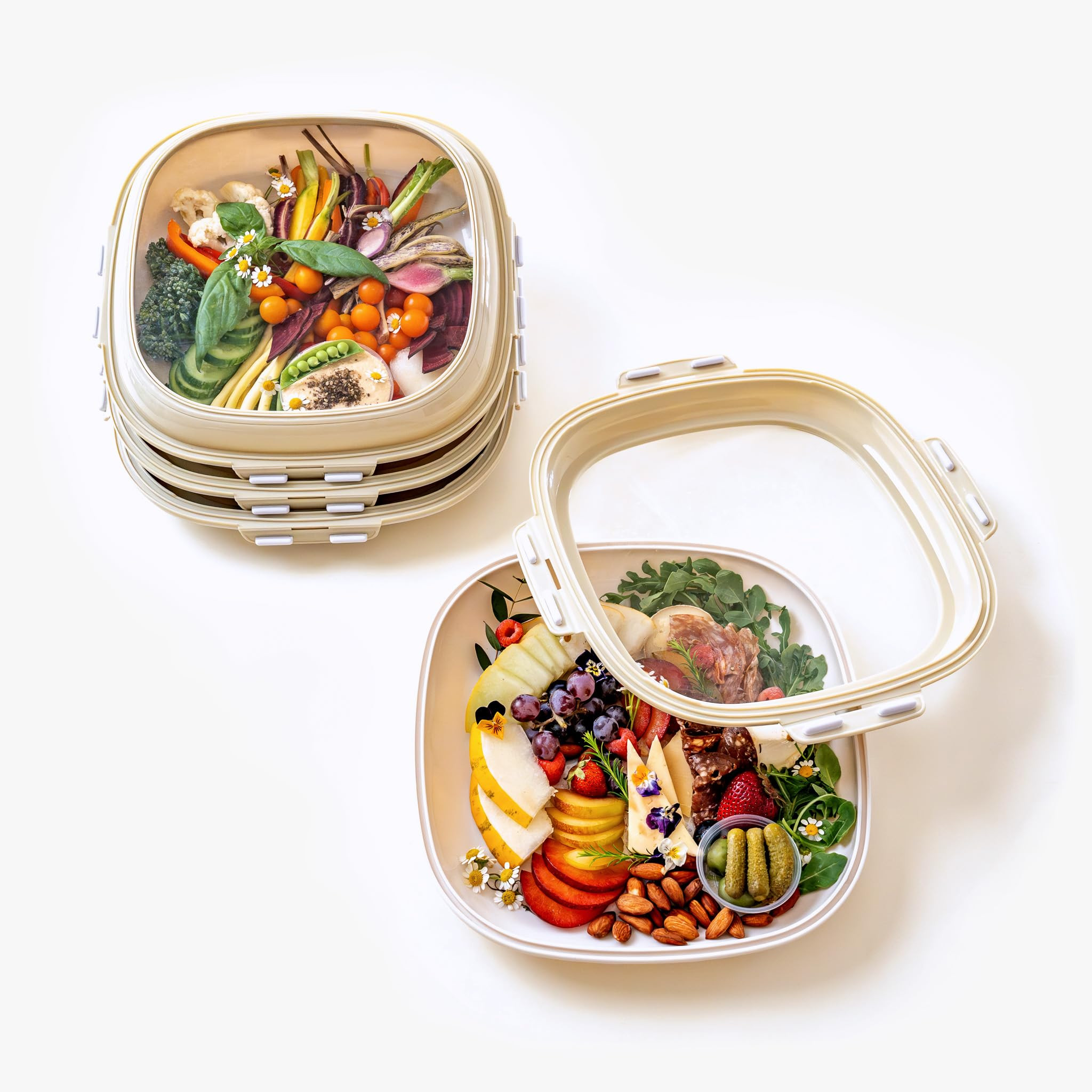 Crudités 2-Pack Portable Snack Tray | Food Containers with Reversible Stretch Lid | BPA-Free, Re... | Amazon (US)