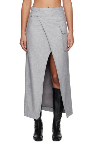 Gray Wrap Maxi Skirt | SSENSE
