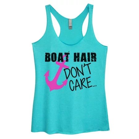 Womens Tri-blend Boating Lake Tank Top “Boat Hair Don’t Care” Funny Threadz? Large, Blue | Walmart (US)