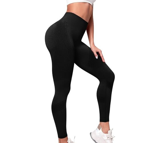 Anti Cellulite 3D Leggings for Women High Waisted Tummy Control Resistance Band Compression Yoga Pants Butt Lifting Workout Clothes Lightweight Slim Fit Pant Plus Size Comfy Gym Legging Black-e | Amazon (US)