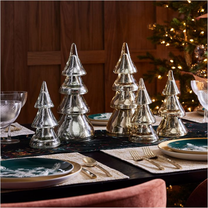 Mercury Glass Stacking Tabletop Trees, Small - 7.75" H Champagne $29 | West Elm (US)
