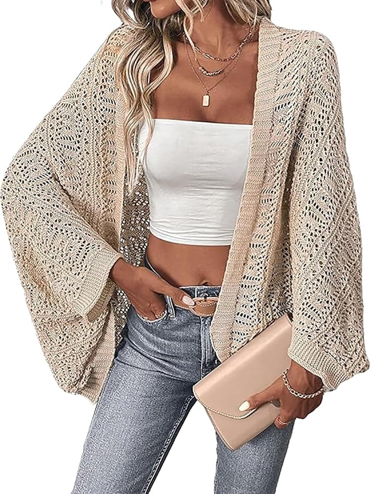 SHENHE Women's Cardigan Sweaters Crochet Knit Dolman Sleeve Long Cardigan | Amazon (US)