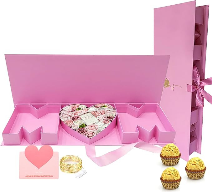 Assembled Mother's Day MOM Letter Shaped Fillable Gift Box Empty Cardboard Letter Flower Box Choc... | Amazon (US)