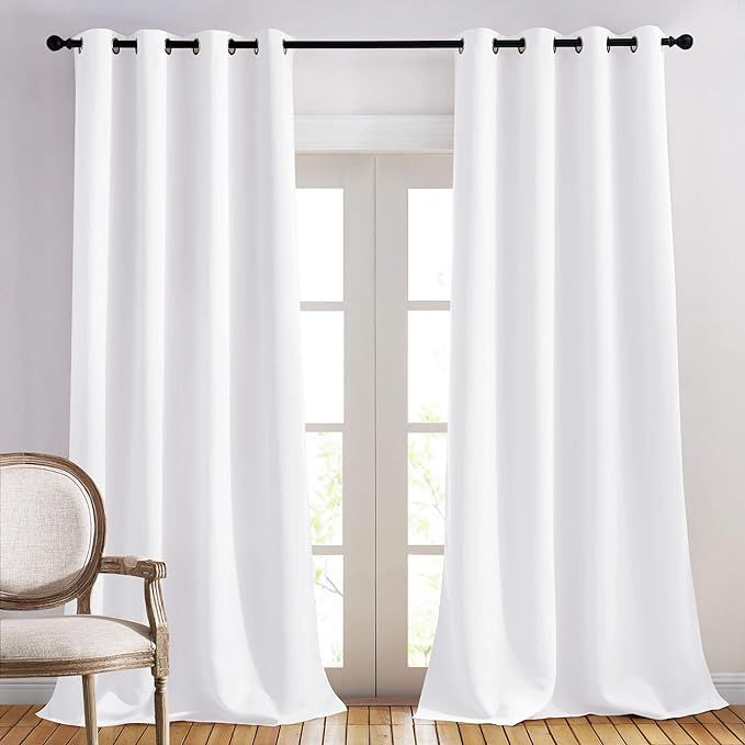 NICETOWN Long White Curtains for Patio - (52 inches Wide x 120 inches Long, 2 Panels) Home Decora... | Amazon (US)