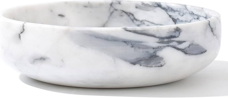 6.7" Decorative Bowl - Natural Marble Key Bowl & Centerpiece (White & Grey) | Amazon (US)