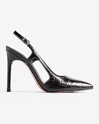 Croc-Embossed Cutout Slingback Pumps | Express