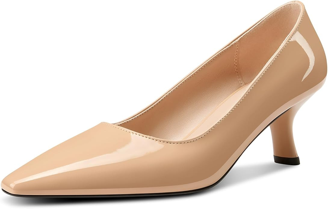 Castamere Womens Kitten Heels Close Square Toe Slip-on Pumps Casual Office Dress Low Heels Pumps ... | Amazon (US)