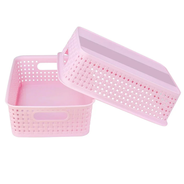 Cheeren Woven Plastic Storage Baskets, Handles, Set of 6 Piece Count 6 - Walmart.com | Walmart (US)