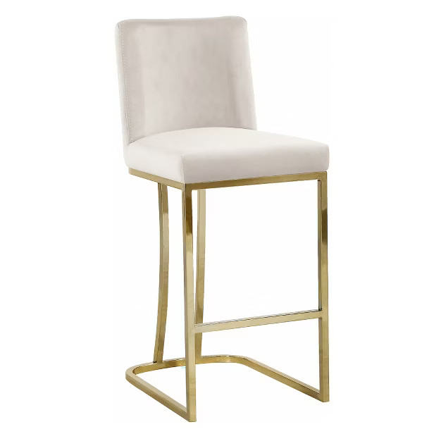 Meridian Furniture Heidi Collection Modern Velvet Upholstered High Back Counter Stool with Built ... | Target