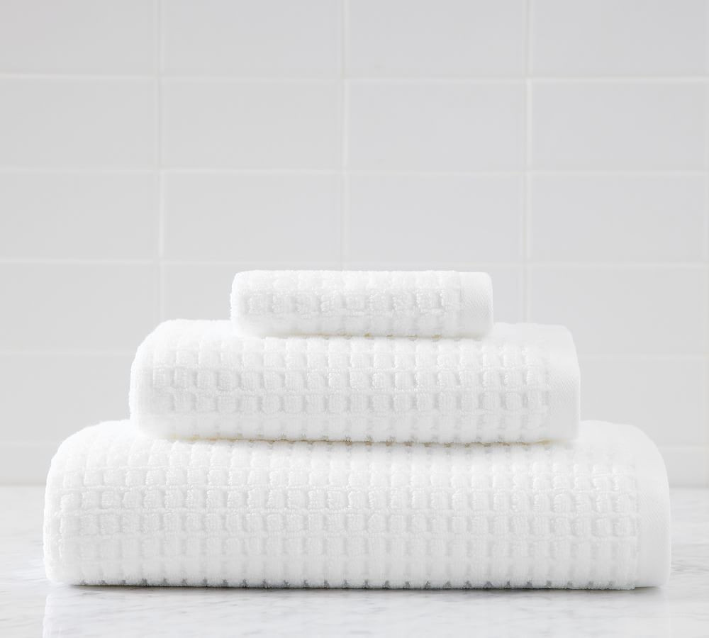 White Organic Terry Waffle Bath Towel | Pottery Barn (US)
