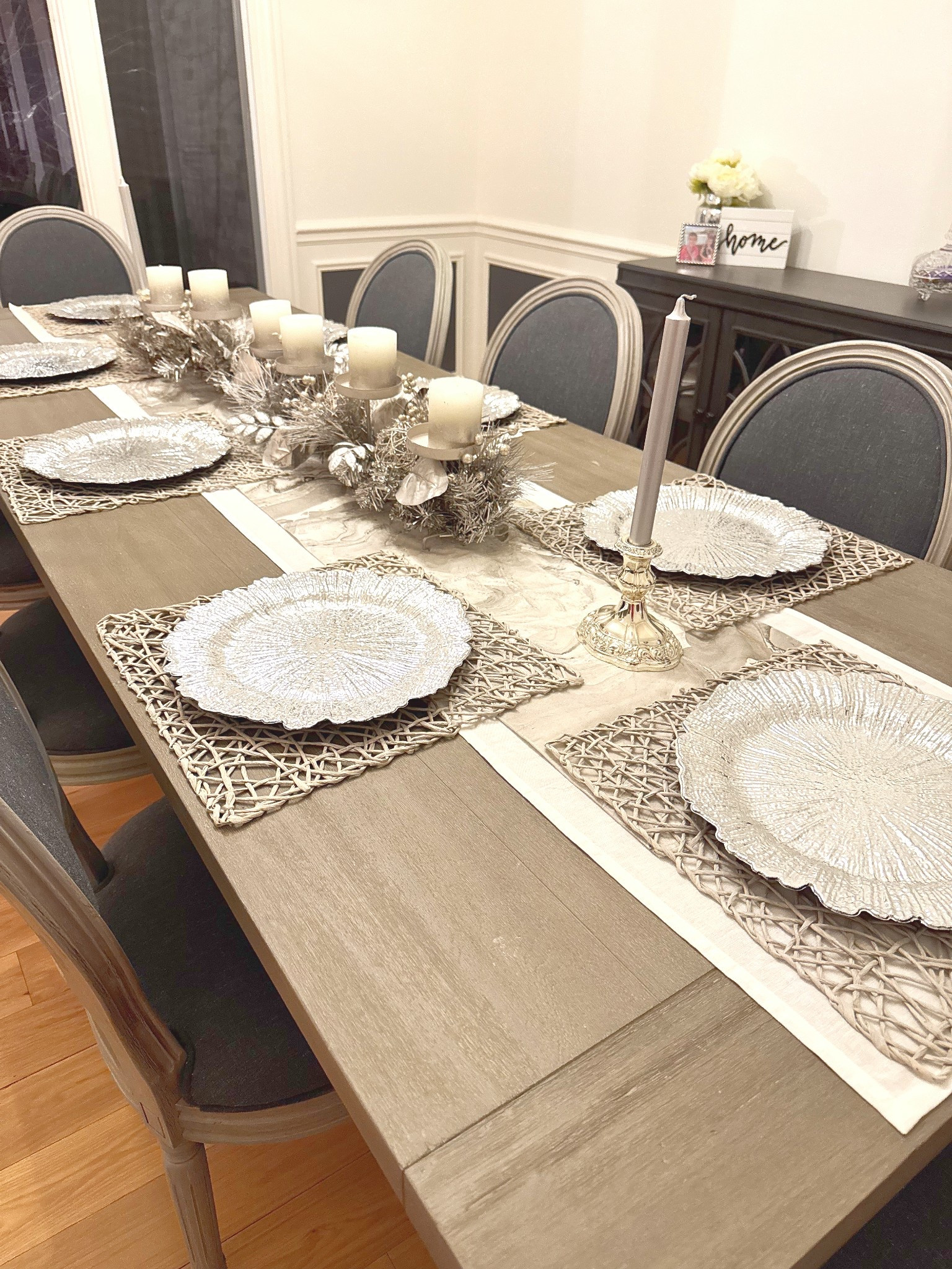Slowly pulling this dining room together and loving how mixing silver and gold keeps it from feeling too matchy. This is one of those setups that works for everyday but still feels special when people come over 🤍

#LTKHome #LTKFindsUnder100 #LTKSeasonal