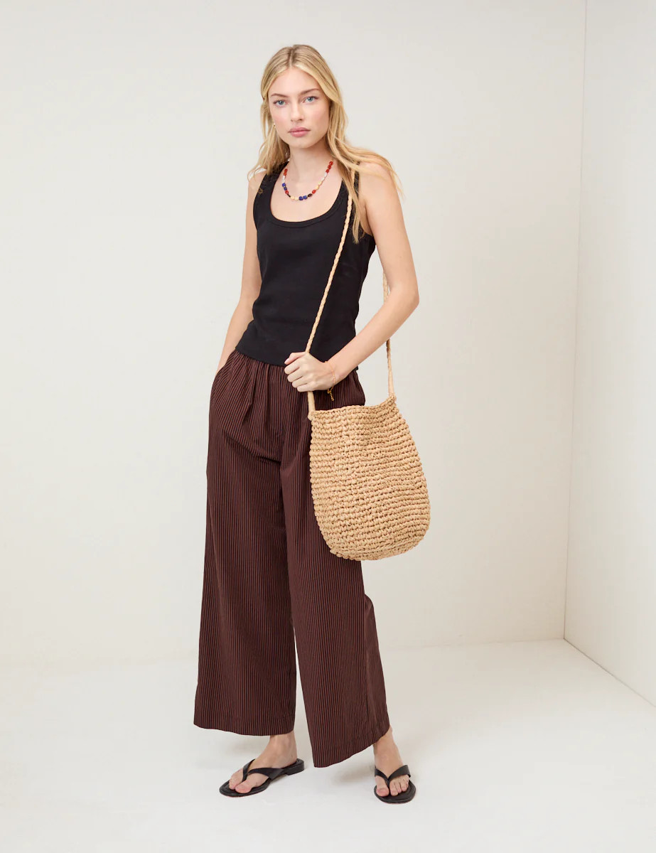 Brown Pinstripe Wide Leg Trousers | Nobody's Child