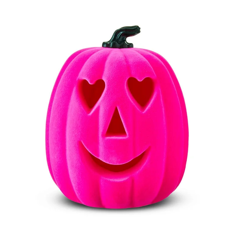 Light-Up Flocked Jack-o'-Lantern Tabletop Decor, Pink, 8", Halloween by Way To Celebrate | Walmart (US)