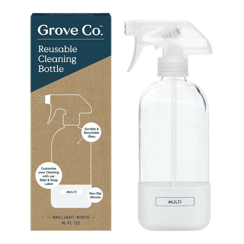 Grove Co. Reusable Cleaning Glass Spray Bottle with Silicone Sleeve - White | Target