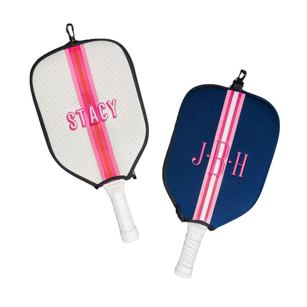 Striped Monogram Pickleball Paddle Cover | Sprinkled With Pink