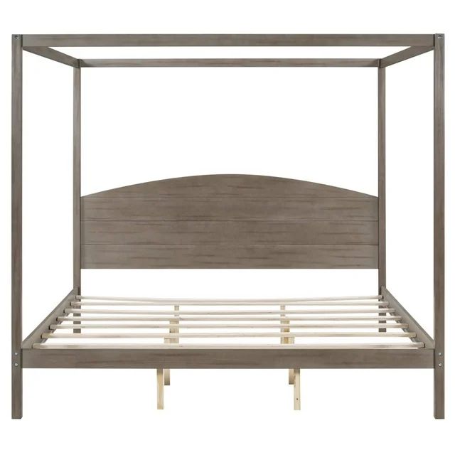 Tcbosik King Size Canopy Bed with Headboard and Slat Support, Wooden King Platform Bed Frame with... | Walmart (US)