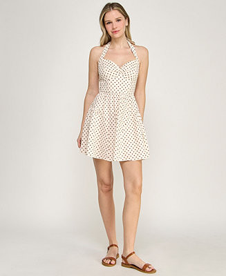 ROW A Juniors' Halter Neck Twist Front Mini Dress - Macy's | Macy's