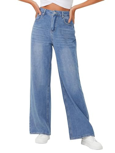 Genleck Baggy Jeans Women Loose Fit Wide Leg High Waisted Jean for Woman Oversized Y2K Pants Trendy (Light Blue,16) | Amazon (US)