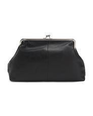 Leather Grace Oversized Kiss Lock Clutch | Leather & Suede Handbags | TJ Maxx | TJ Maxx