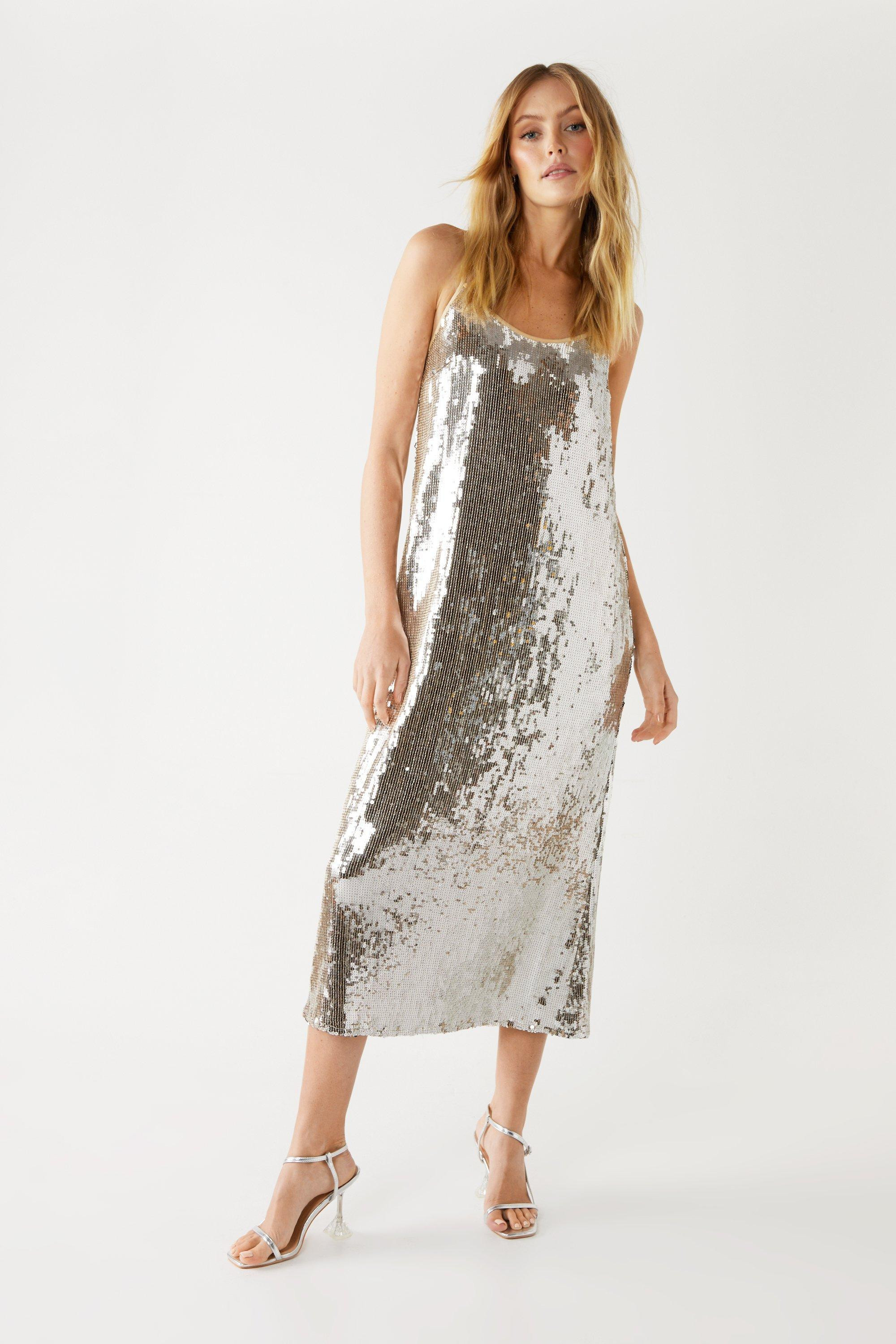 Dresses | Sequin Cami Midi Dress | Warehouse | Debenhams UK