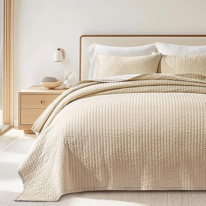 EVERGRACEHOME Cotton Sateen Quilt Set Queen Size, Pre-Washed Cotton Channel Stitch Coverlet Bedsp... | Amazon (US)