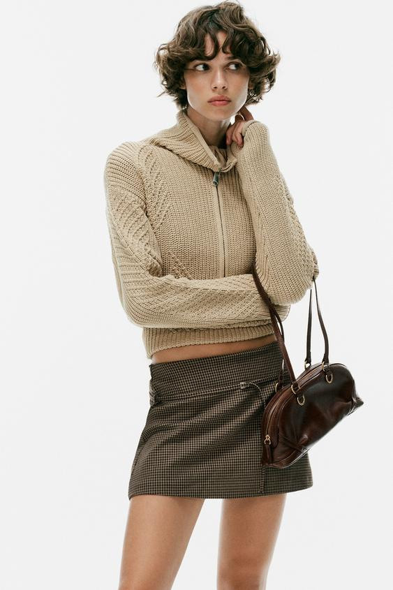 Zara - Skort With Belt - Black / White - S - Woman | Zara UK
