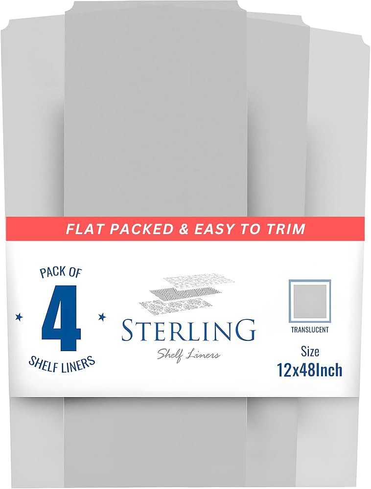 Wire Shelf Liner - 12" x 48" Flat Packed - Set of 4 - Clear - Wire Shelf Liners for Closets, Pant... | Amazon (US)