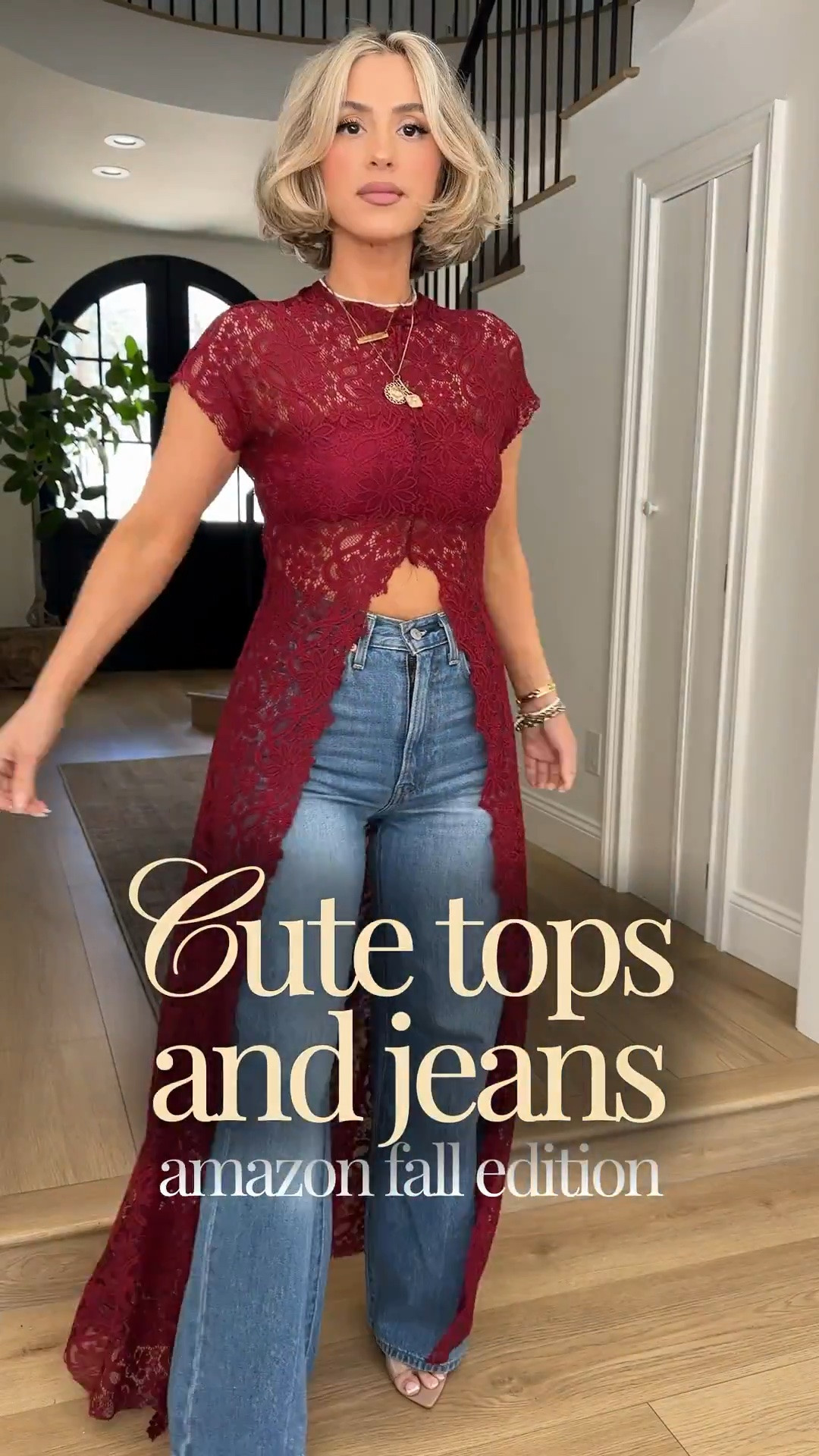 Cute tops & jeans | Amazon fall edition! 🥰 these are perfect for date night, brunch with the girls, any kind of special event or dinners! 

Jeans are 27x30 
Tops small

The first burgundy long top is part of a matching set and I’m wearing it with the burgundy Bandeau top that I linked below.

#LTKgrwm #LTKootd #LTKU