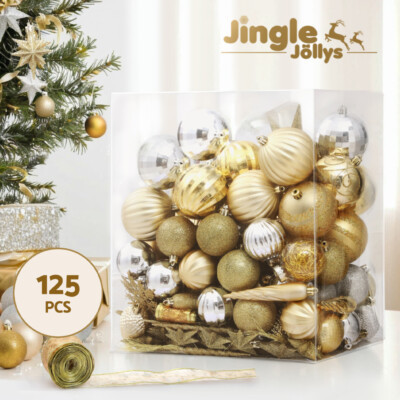 Jingle Jollys 125pcs Christmas Tree Decorations Set Baubles Ornaments Party  | eBay | eBay AU