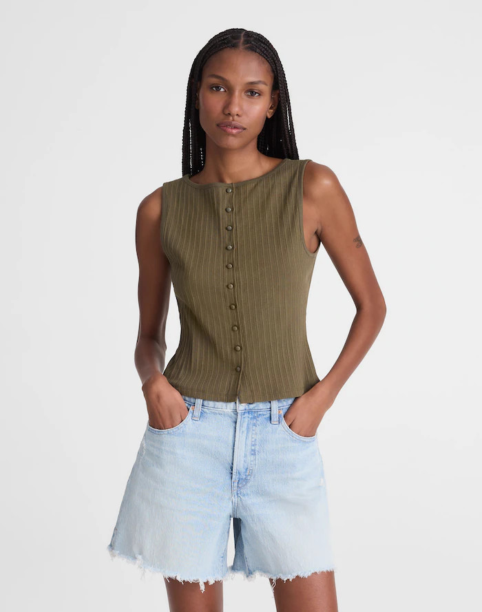 Ribbed Crewneck Shell Top | Madewell