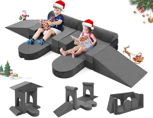 CoziBB 10pcs Modular Kids Play Couch, Convertible Nugget Couch for Toddlers & Children with Climbing Slope, Floor Sectional Sofa for Playroom Bedroom Nursery | Amazon (US)