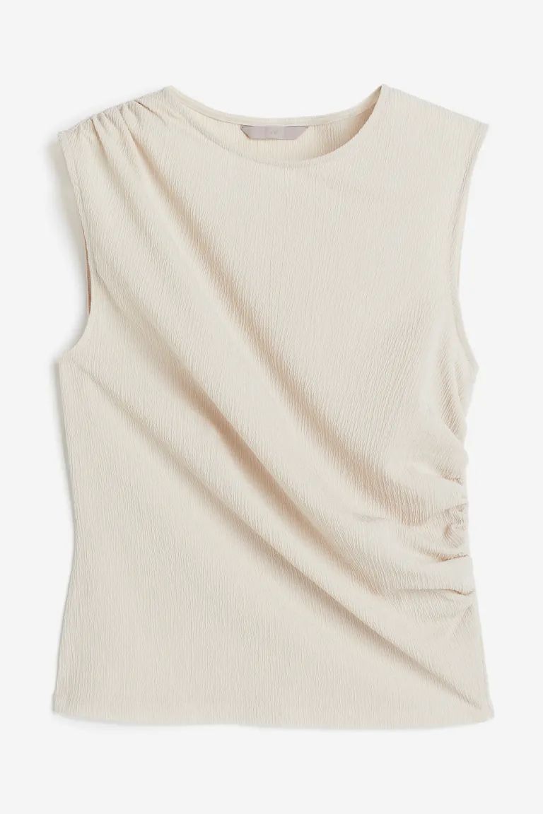 Draped Sleeveless Top - Light beige - Ladies | H&M US | H&M (US + CA)
