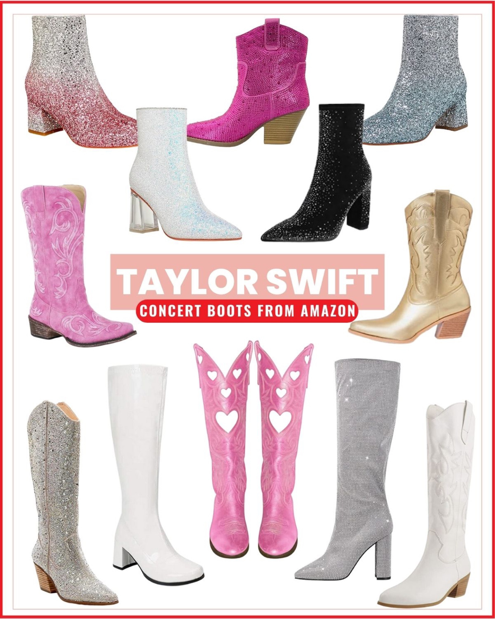 Taylor swift eras tour outfits - Taylor swift concert boots - amazon cowboy boots - sequin boots - pink cowboy boots - white cowboy boots - plus size concert outfits - bachelorette party outfits - Nashville outfits - amazon must haves 


#LTKsalealert #LTKshoecrush #LTKwedding