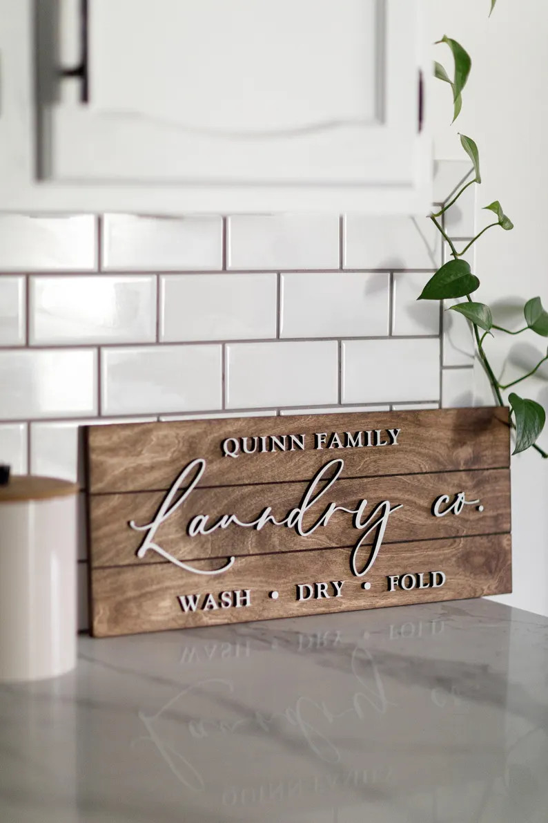 Laundry Sign, Custom Laundry Room Sign, Personalized Laundry Company Sign, 3D Sign, Gift, Wash Dr... | Etsy (US)