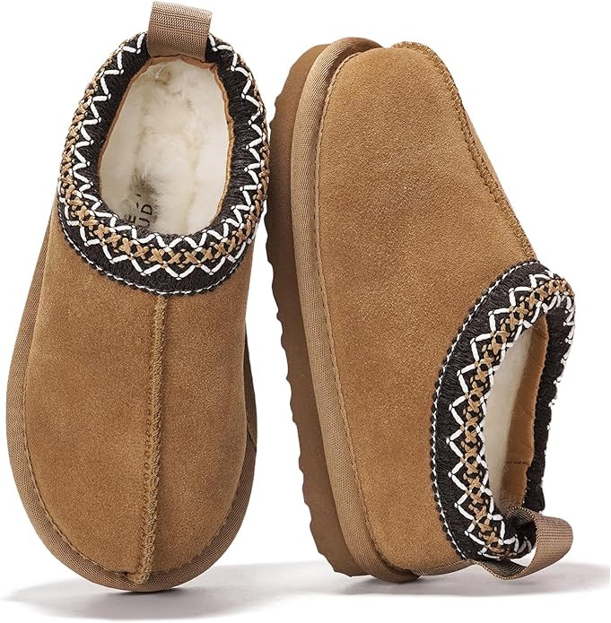 Project Cloud Genuine Leather & Australian Shearling Slippers for Kids - Memory Foam Fuzzy & Non-... | Amazon (US)