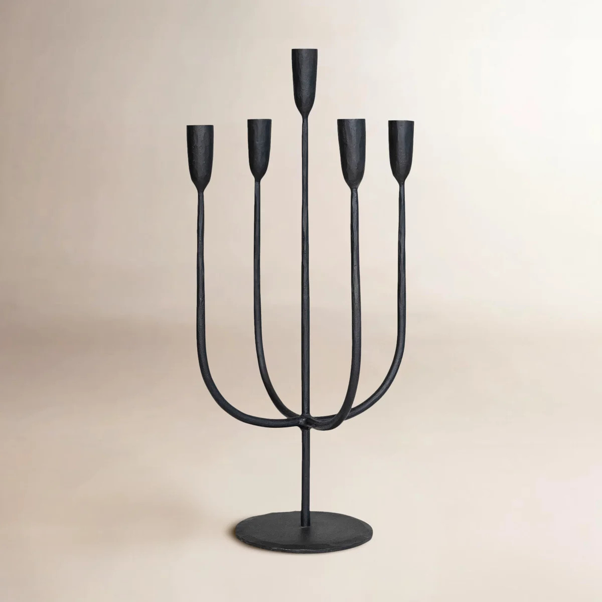 Round Hand-Forged 5 Taper Metal Candelabra | Wayfair North America