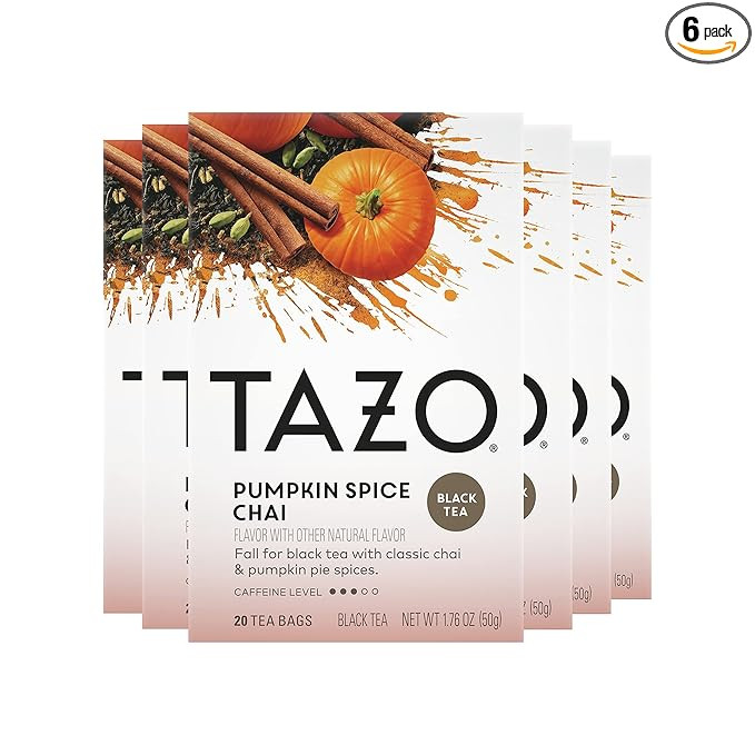 Tazo Pumpkin Spice Chai Tea Bags Black Tea 20 Count, Pack of 6 | Amazon (US)