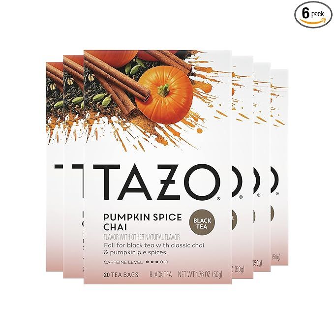 Tazo Pumpkin Spice Chai Tea Bags Black Tea 20 Count, Pack of 6 | Amazon (US)
