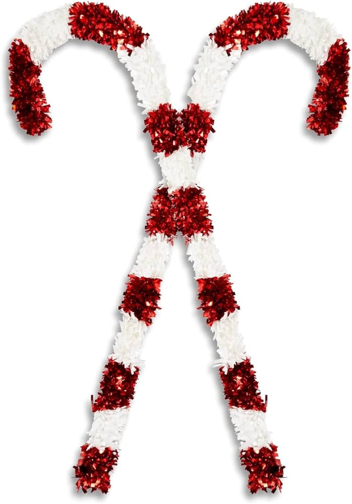 Bright Creations Giant Candy Cane - 2 Pack, 50 in, Red & White Tinsel - Garden & Outdoor Decor - ... | Amazon (US)