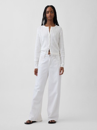 100% Cotton Pointelle Crop Cardigan | Gap (US)