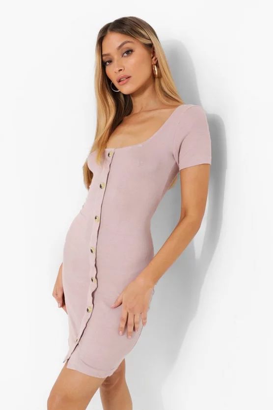 Button Through Short Sleeve Mini Dress | Boohoo.com (US & CA)