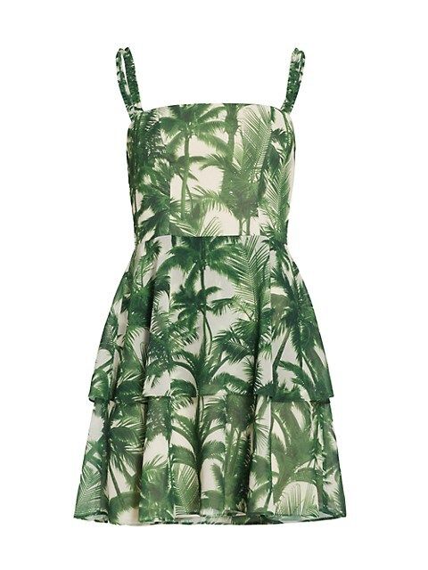 Ashton Palm Tree-Print Ruffled Minidress | Saks Fifth Avenue