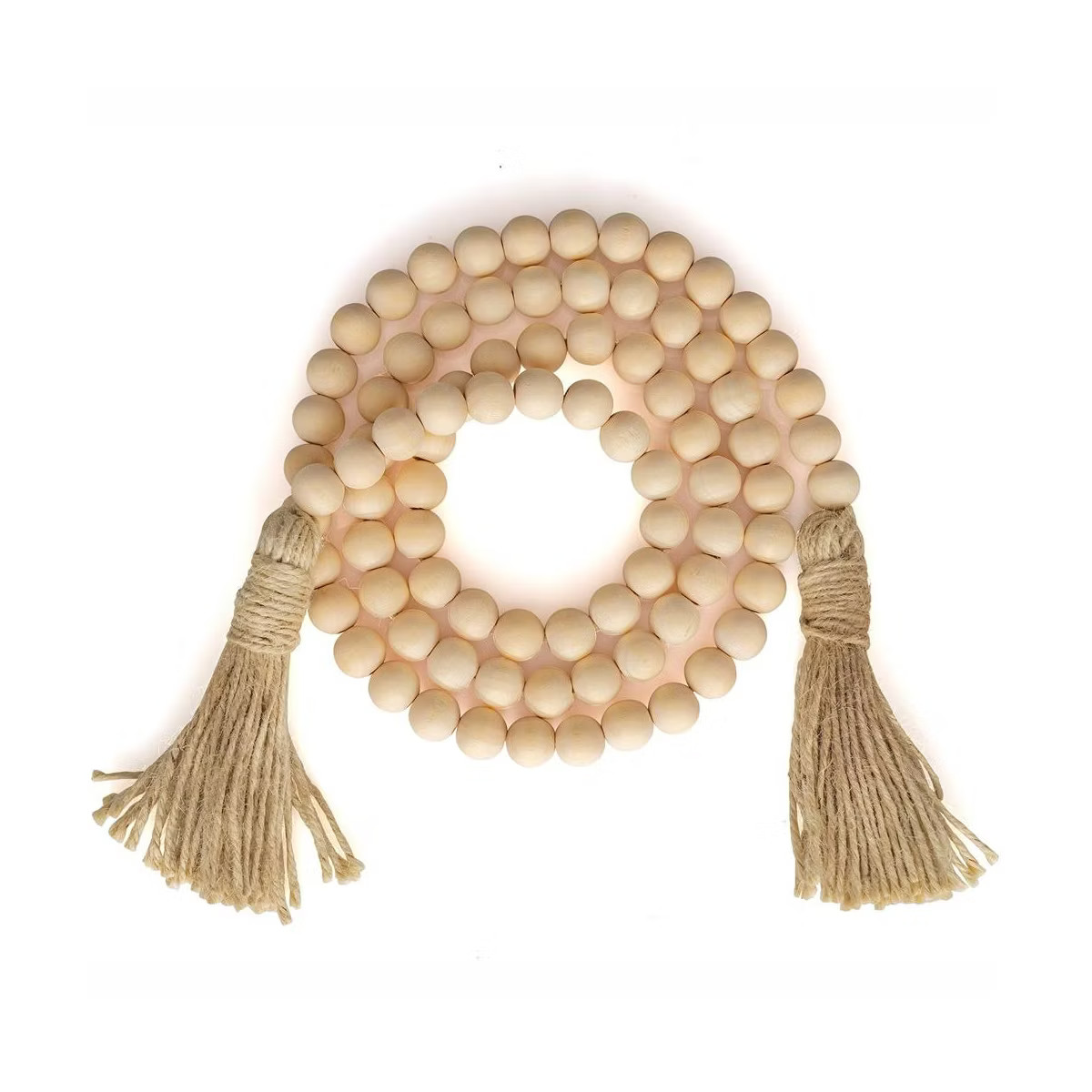 Ornativity Farmhouse Beads Wooden Garland Wood Prayer Bead Garland with Tassels Boho Rustic Accen... | Target