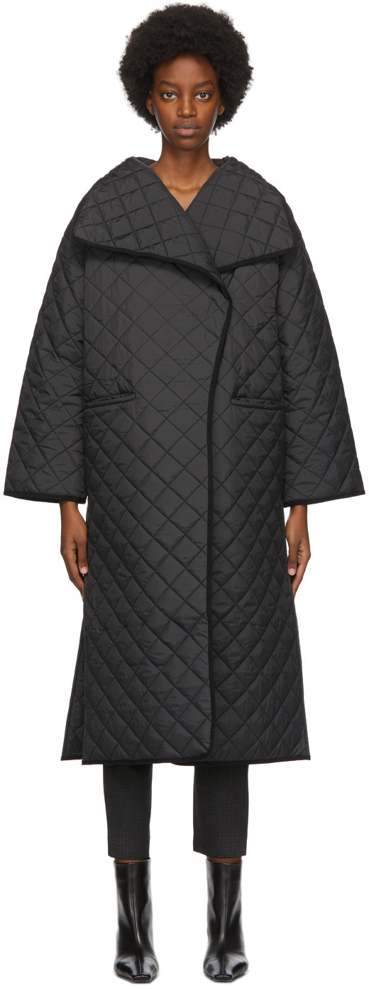Black Quilted Annecy Coat | SSENSE