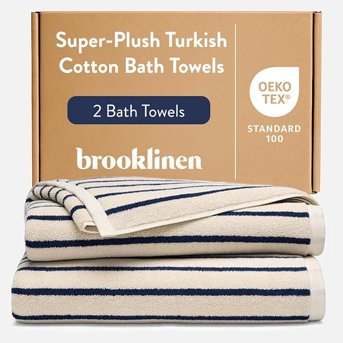 Brooklinen 100% Turkish Cotton Bath Towels Spa-Quality Cotton - Set of 2, Abyss | Amazon (US)