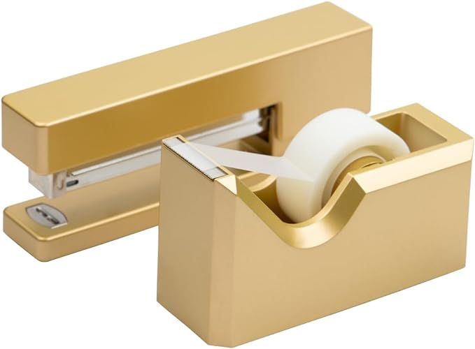 JAM PAPER Office & Desk Sets - 1 Stapler & 1 Tape Dispenser - Gold - 2/Pack | Amazon (US)