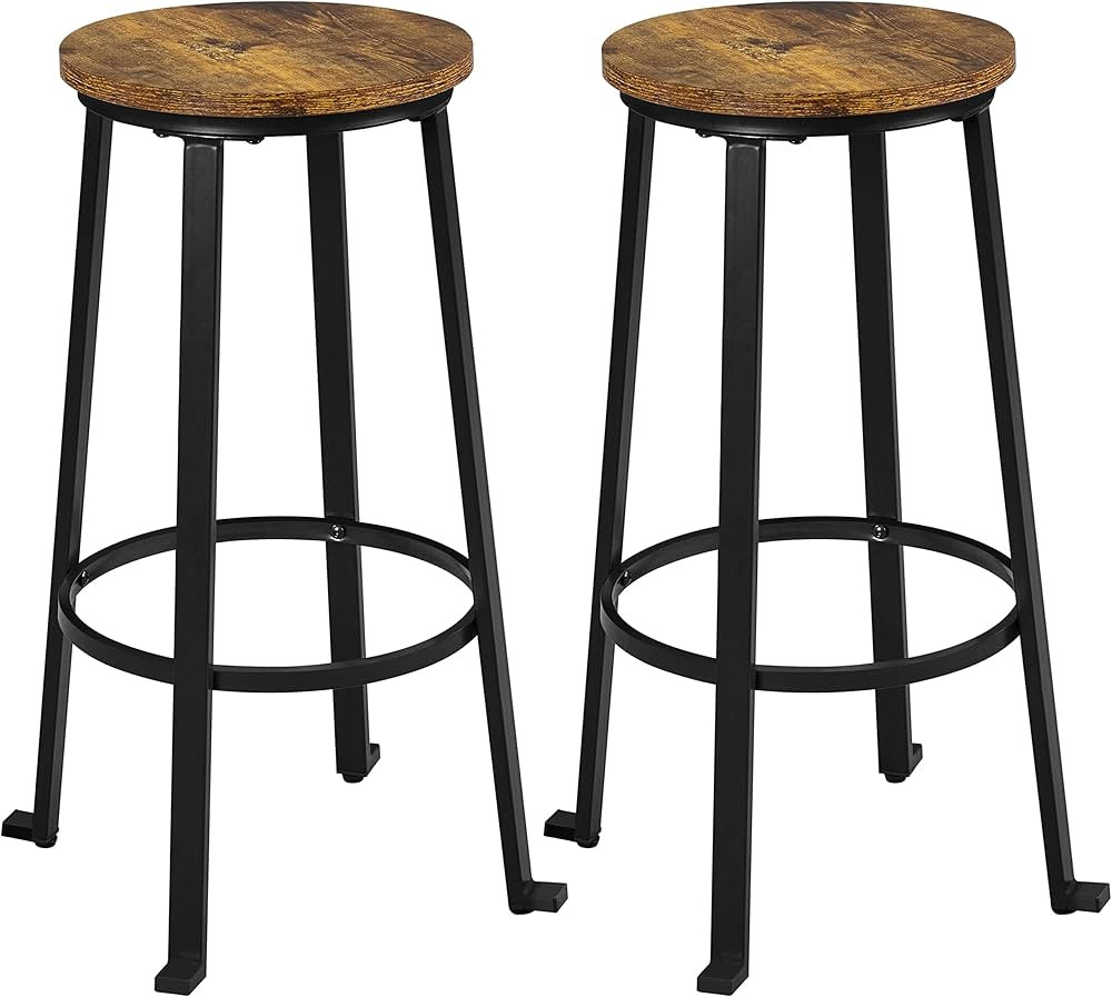Yaheetech 29.5 inch Bar Stools Set of 2 Industrial Tall Height Bar Counter Stools Chair Round Bac... | Amazon (US)