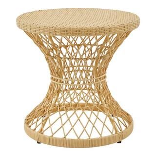 Hampton Bay 20.10 in. Woven Yellow Round Metal Wicker Twist Outdoor Side Table S23-STBY-MM120 - T... | The Home Depot