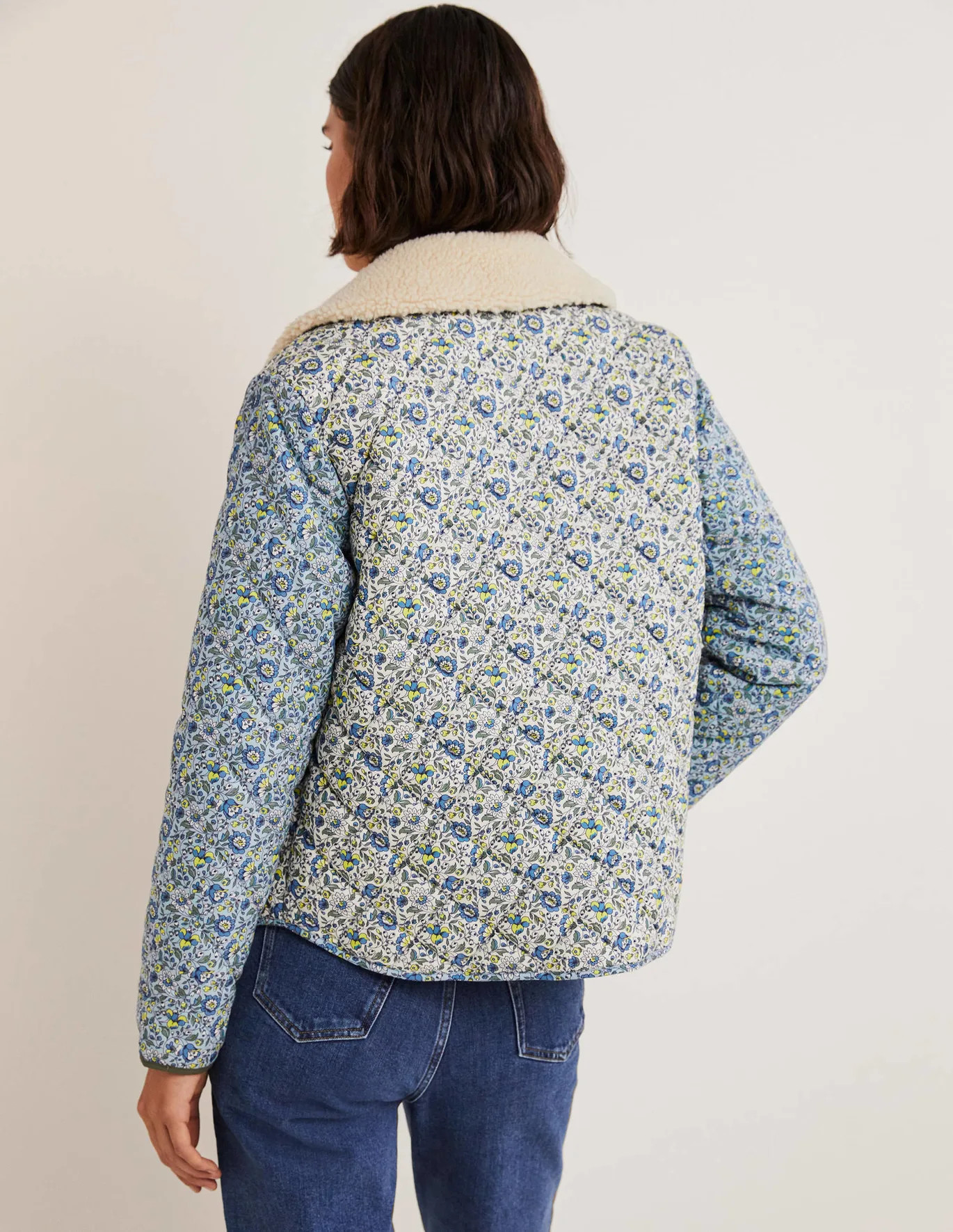 Quilted Cotton Jacket - Ivory, Botanic Meadow | Boden (US)