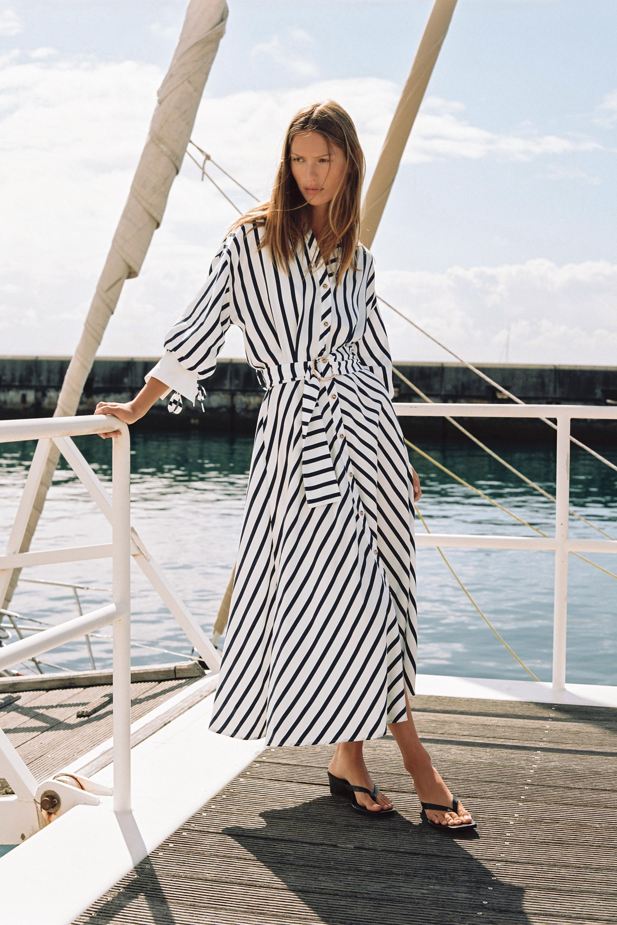 BELTED STRIPED MIDI DRESS | Zara US
